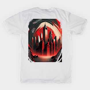 Crimson Metropolis: The Heartbeat of New York T-Shirt